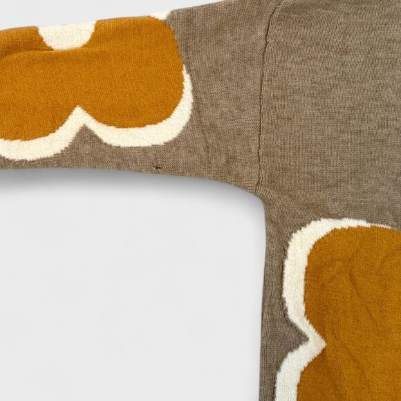 Davi & Dani Large Flower Print Women's Sweater Beige Orange Loose Fit Size 3XL - Picture 8 of 8